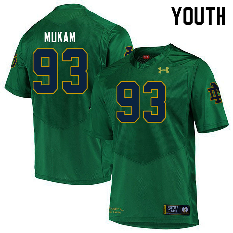 Youth #93 Armel Mukam Notre Dame Fighting Irish College Football Jerseys Stitched Sale-Green